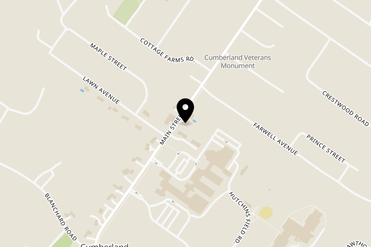 Map showing the location of Rattle Shake Grill Cumberland on 319 Main St in Cumberland